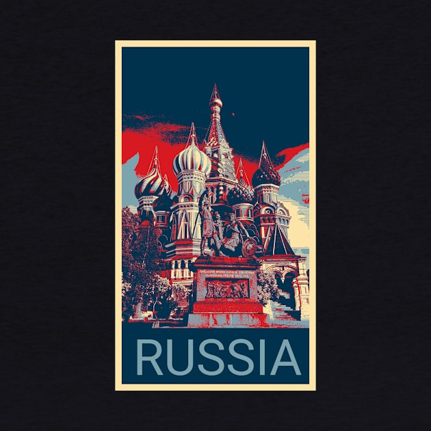 Moscow Russia in Shepard Fairey style design by Montanescu